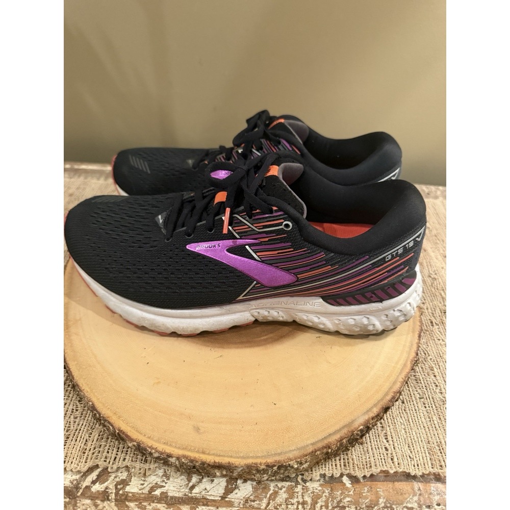 Brooks Adrenaline GTS 19 Women's Running Shoes - Black/Purple/Orange - Sz-11 2E